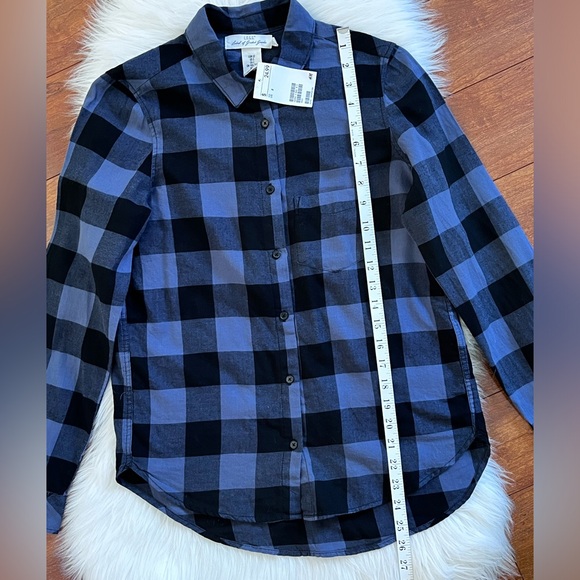NWT H & M  L.O.G.G. Blue & Black Checked Cotton Long Sleeve Plaid Shirt-Size 2 - Picture 8 of 9